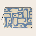 Mid Century Modern Piquet Multi Pattern in Blue and Cream Laptop Sleeve Gallery Image 1