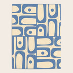 Mid Century Modern Piquet Multi Pattern in Blue and Cream Poster Gallery Image 4