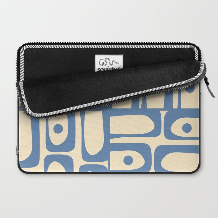Mid Century Modern Piquet Multi Pattern in Blue and Cream Laptop Sleeve Gallery Image 2
