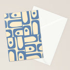 Mid Century Modern Piquet Multi Pattern in Blue and Cream Stationery Card Gallery Image 2