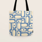 Mid Century Modern Piquet Multi Pattern in Blue and Cream Tote Bag Gallery Image 1
