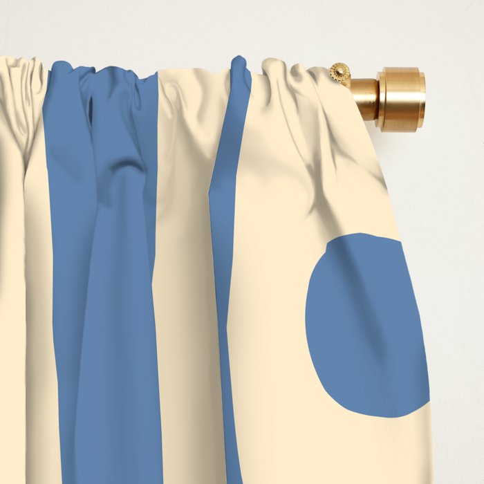 Mid Century Modern Piquet Multi Pattern in Blue and Cream Window Curtain Gallery Image 2