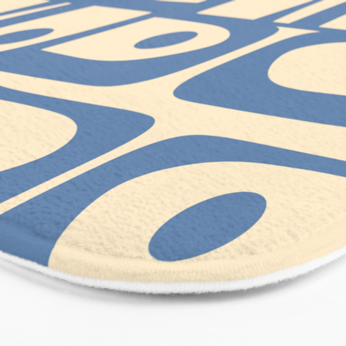 Mid Century Modern Piquet Multi Pattern in Blue and Cream Bath Mat Gallery Image 3