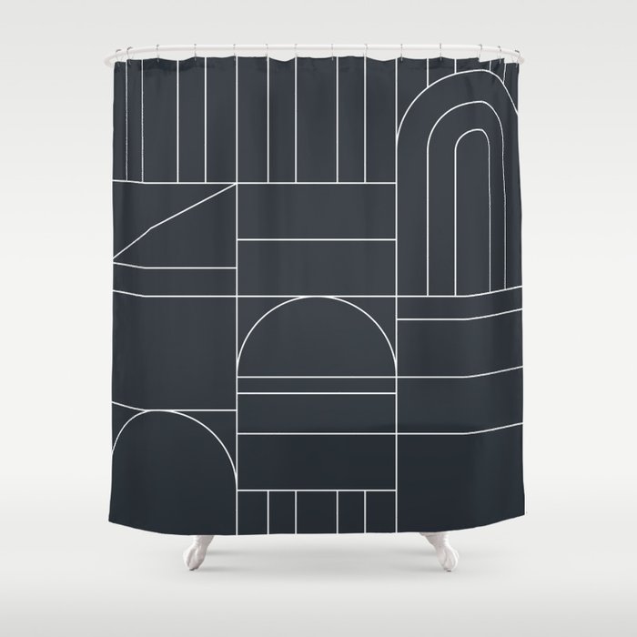Deco Geometric 04 Black Shower Curtain Gallery Image 1