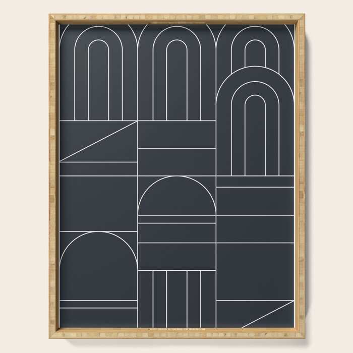 Deco Geometric 04 Black Serving Tray Gallery Image 1