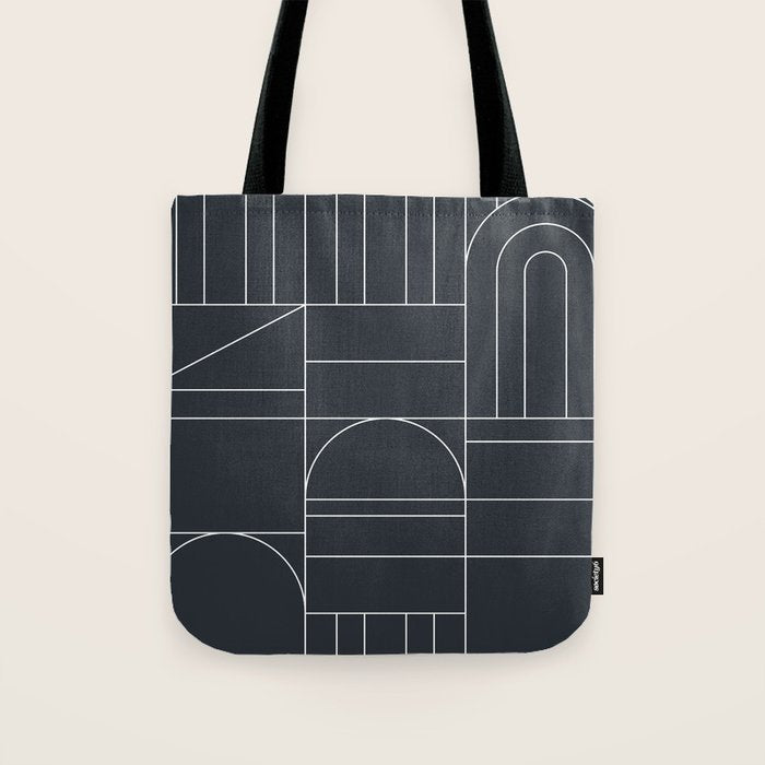 Deco Geometric 04 Black Tote Bag Gallery Image 1