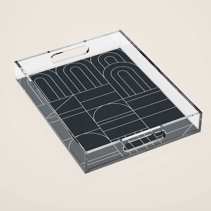 Deco Geometric 04 Black Acrylic Tray Gallery Image 1