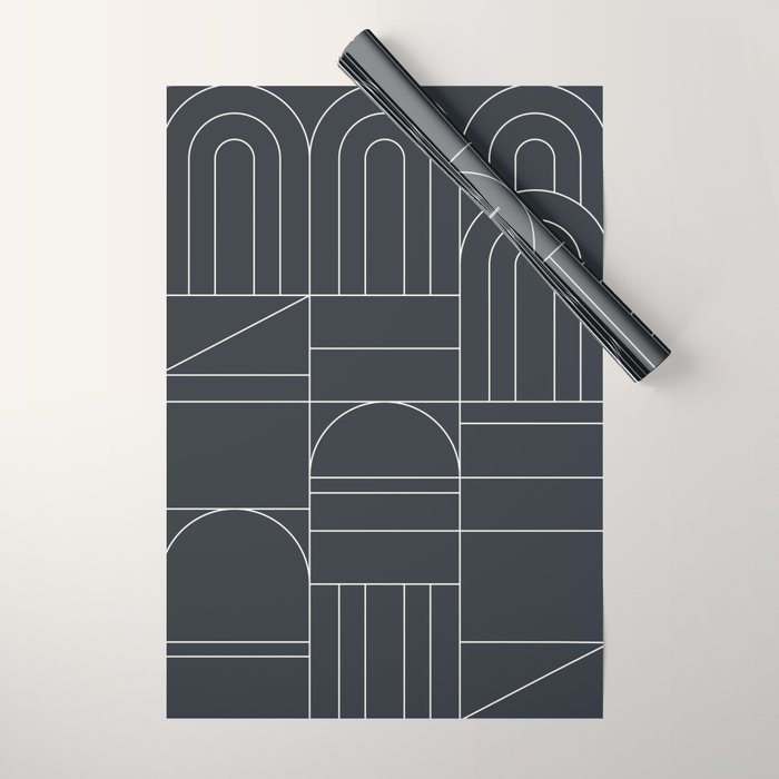 Deco Geometric 04 Black Wrapping Paper Gallery Image 1