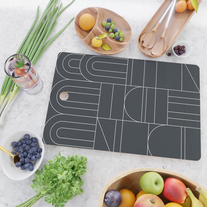 Deco Geometric 04 Black Cutting Board Gallery Image 2