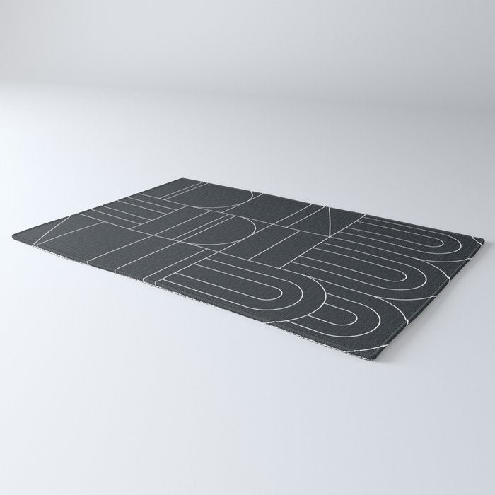 Deco Geometric 04 Black Rug Gallery Image 3