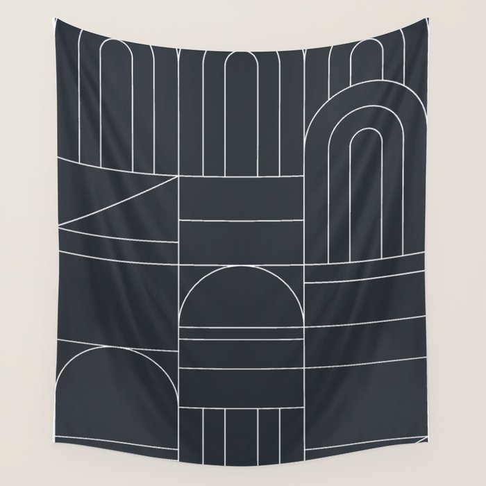 Deco Geometric 04 Black Wall Tapestry Gallery Image 4