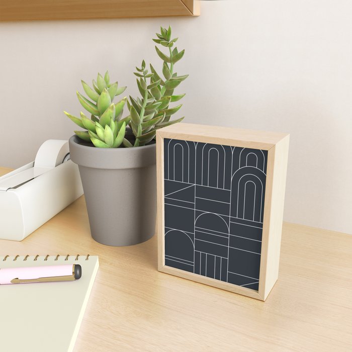 Deco Geometric 04 Black Mini Art Print Gallery Image 2