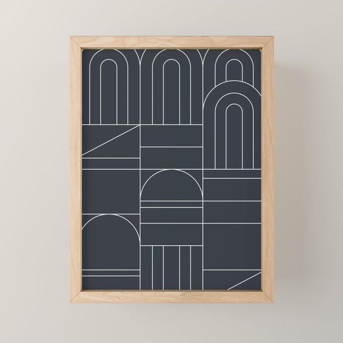 Deco Geometric 04 Black Mini Art Print Gallery Image 1