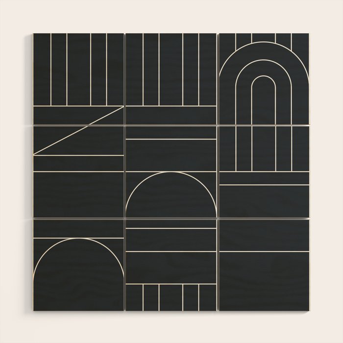 Deco Geometric 04 Black Wood Wall Art Gallery Image 1