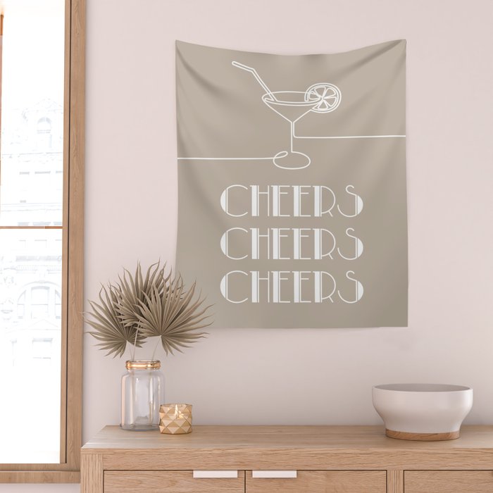 Cheers Cocktail (Beige) Wall Tapestry Gallery Image 2
