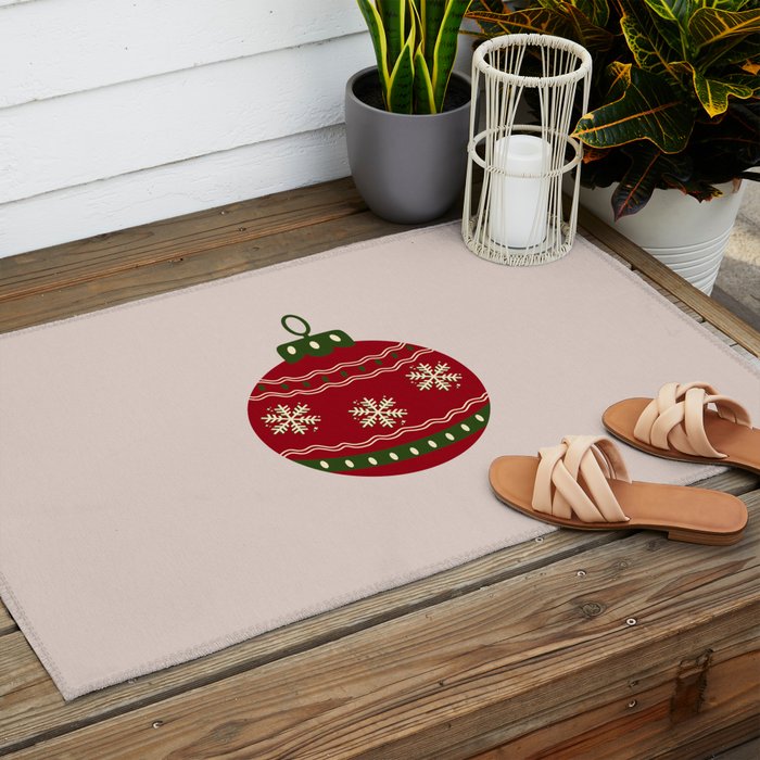 Christmas Bauble Red Outdoor Rug Gallery Image 2