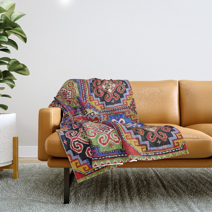 19th Century Armenian Kazak dated 1896 Throw Blanket Gallery Image 1