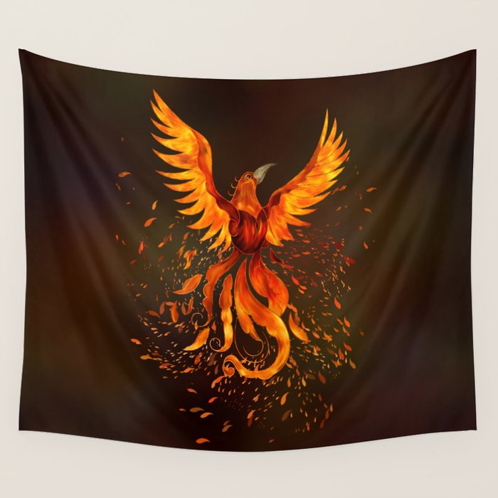Rising Phoenix Bird  Wall Tapestry Gallery Image 1