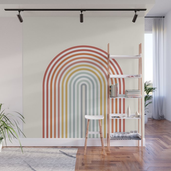 Minimalist colorful rainbow lines  Wall Mural Gallery Image 1