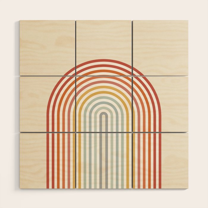 Minimalist colorful rainbow lines  Wood Wall Art Gallery Image 1