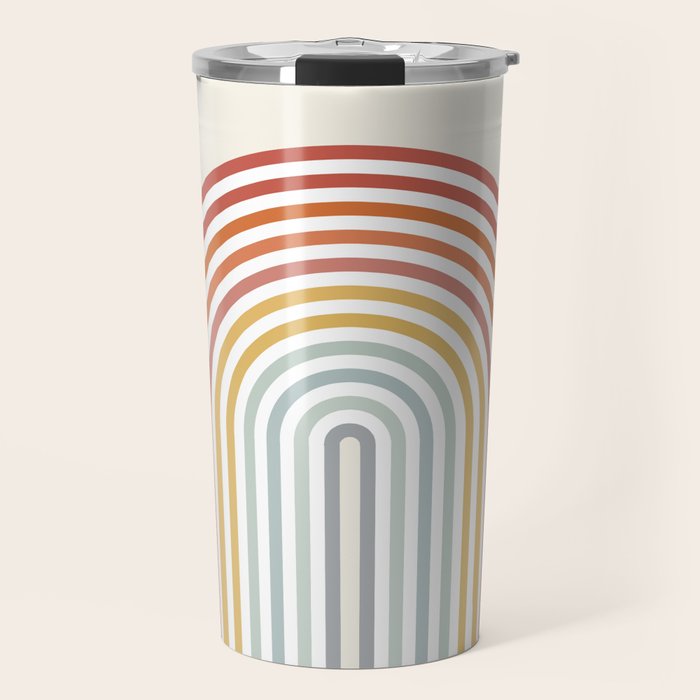 Minimalist colorful rainbow lines  Travel Mug Gallery Image 1