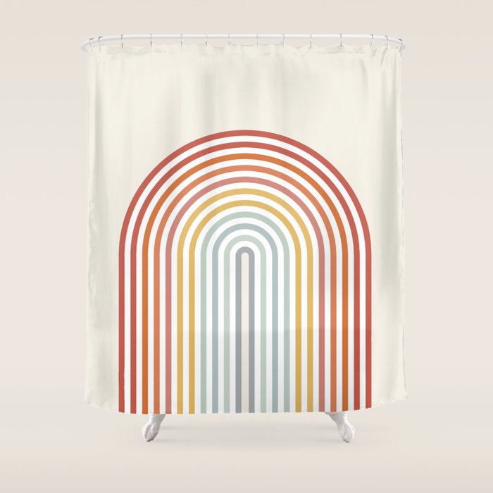 Minimalist colorful rainbow lines  Shower Curtain Gallery Image 1
