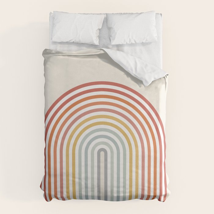 Minimalist colorful rainbow lines  Duvet Cover Gallery Image 6