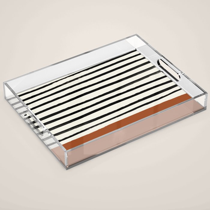 Burnt Orange x Stripes Acrylic Tray Gallery Image 1