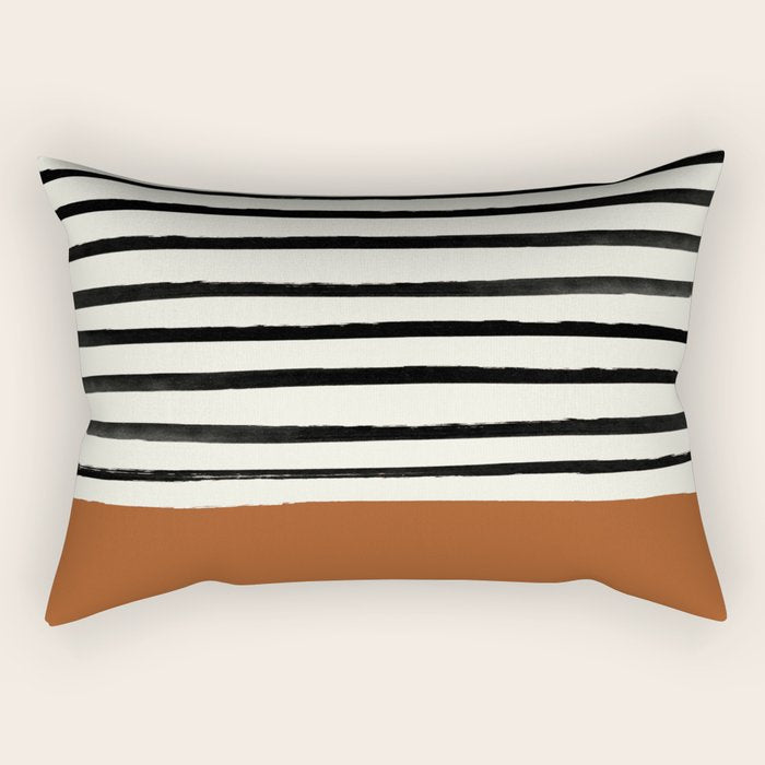 Burnt Orange x Stripes Rectangular Pillow Gallery Image 1