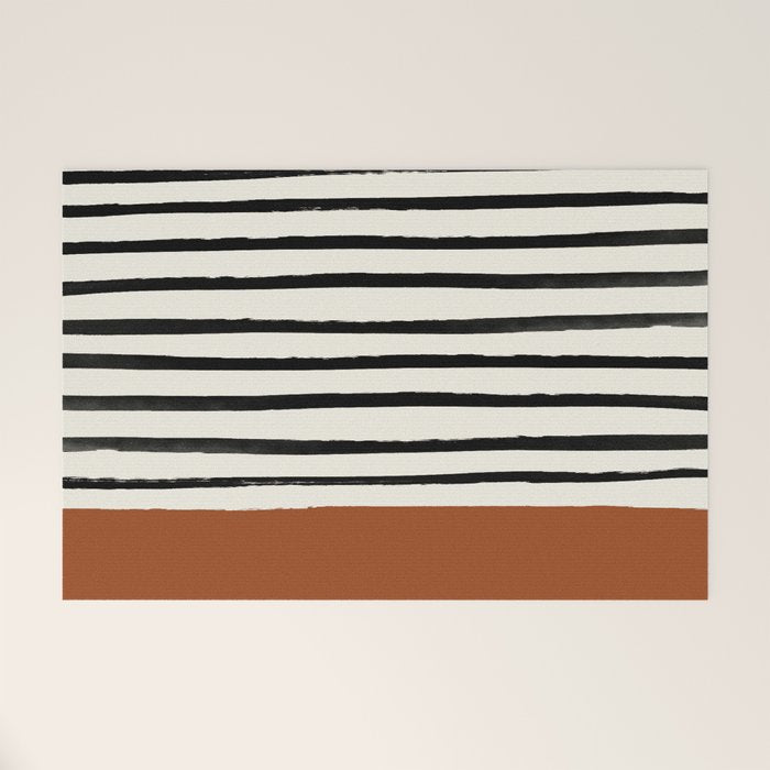 Burnt Orange x Stripes Welcome Mat Gallery Image 1
