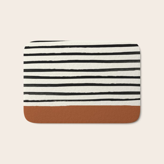 Burnt Orange x Stripes Bath Mat Gallery Image 1
