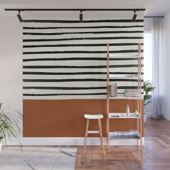 Burnt Orange x Stripes Wall Mural Gallery Image 1