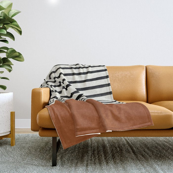 Burnt Orange x Stripes Throw Blanket Gallery Image 1
