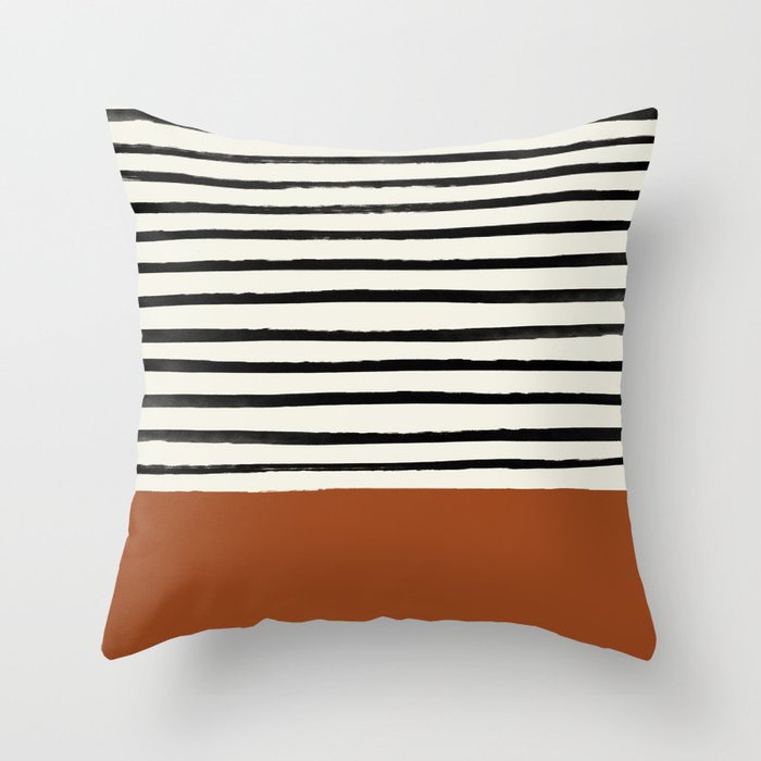 Burnt Orange x Stripes Throw Pillow Gallery Image 1