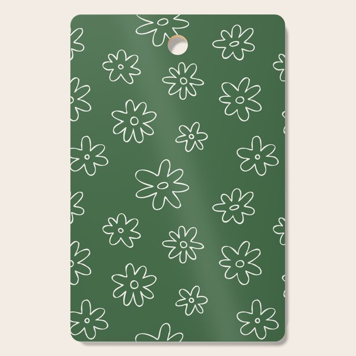 Green garden flower doodle art pattern Cutting Board Gallery Image 1