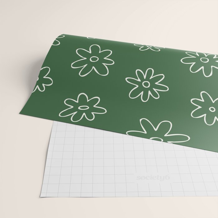 Green garden flower doodle art pattern Wrapping Paper Gallery Image 2