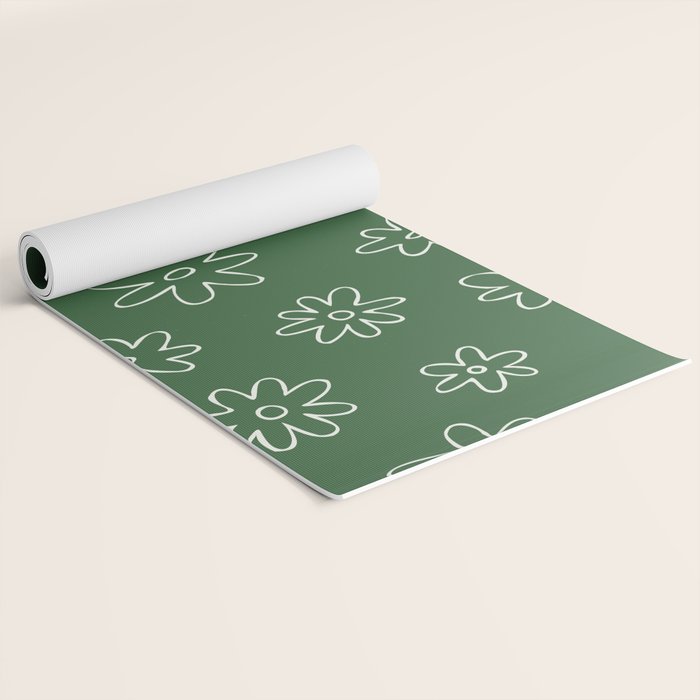 Green garden flower doodle art pattern Yoga Mat Gallery Image 2