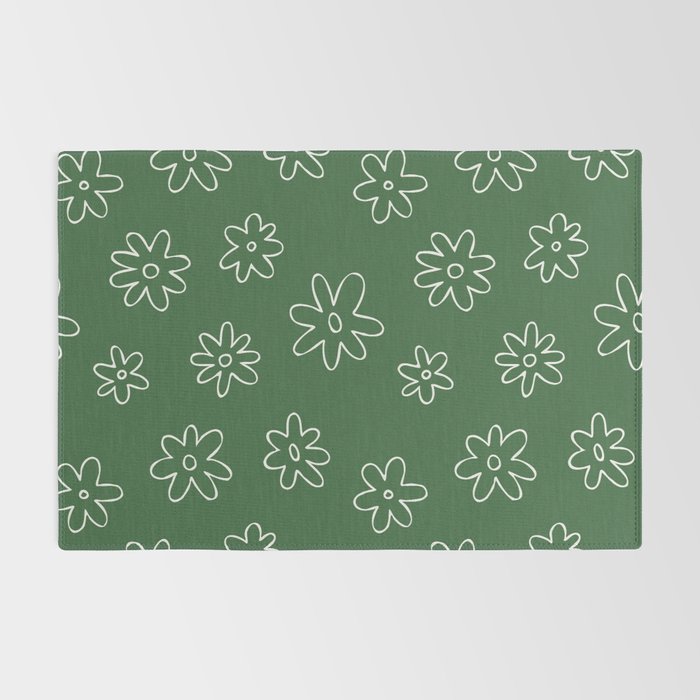Green garden flower doodle art pattern Rug Gallery Image 2