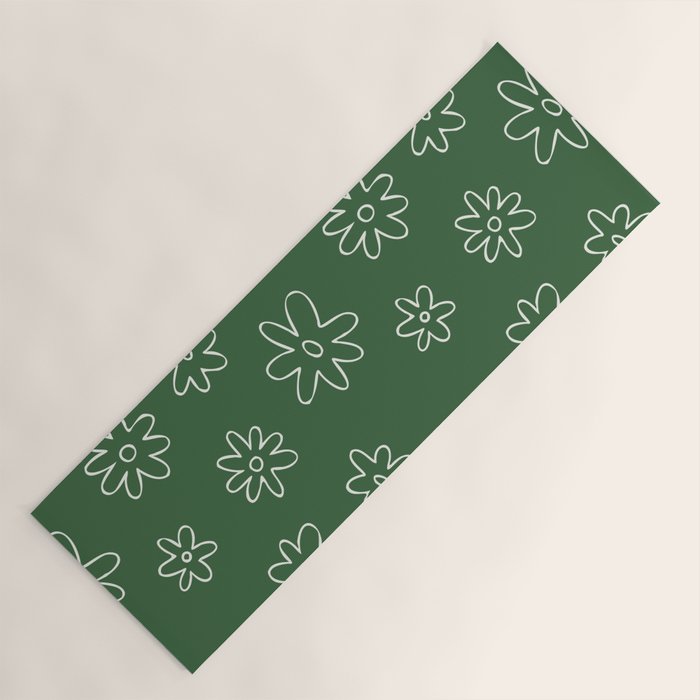 Green garden flower doodle art pattern Yoga Mat Gallery Image 1