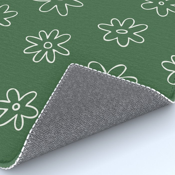 Green garden flower doodle art pattern Rug Gallery Image 4