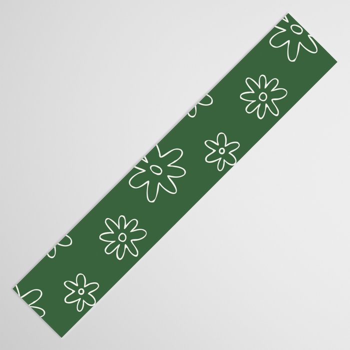 Green garden flower doodle art pattern Table Runner Gallery Image 3
