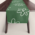 Green garden flower doodle art pattern Table Runner Gallery Image 1