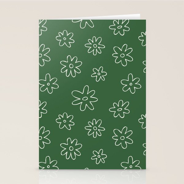 Green garden flower doodle art pattern Stationery Card Gallery Image 2