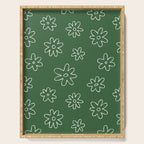 Green garden flower doodle art pattern Serving Tray Gallery Image 1