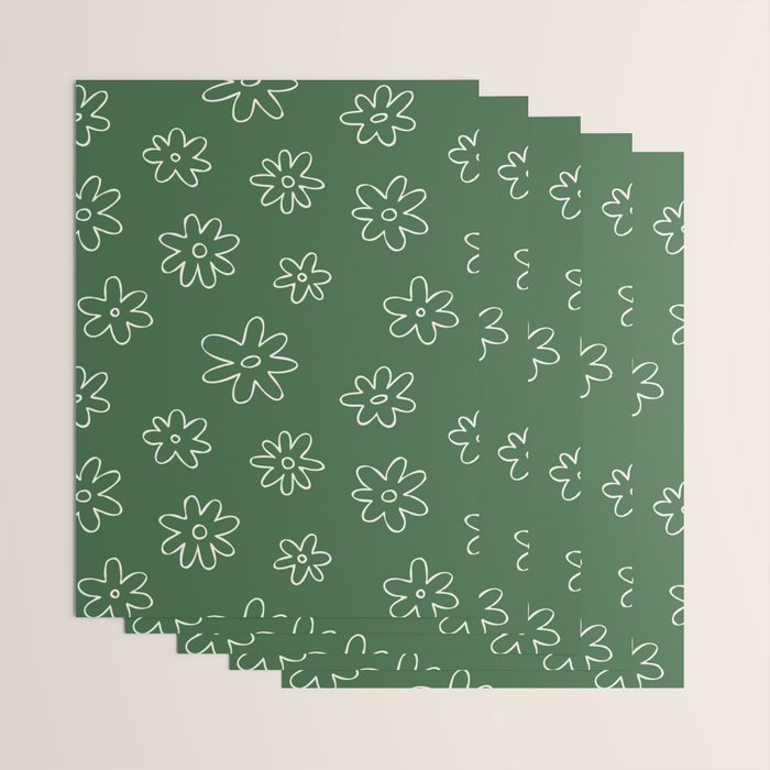 Green garden flower doodle art pattern Wrapping Paper Gallery Image 3