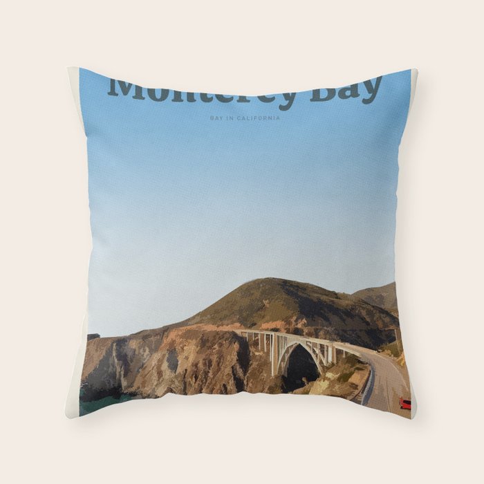 Visit Monterey Bay. Throw Pillow Gallery Image 6