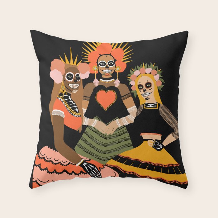 day of dead Throw Pillow Gallery Image 6