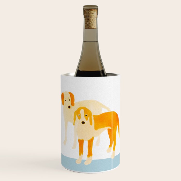 Dogs Near Water - Yellow and White Wine Chiller Gallery Image 1