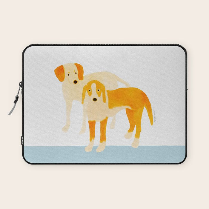 Dogs Near Water - Yellow and White Laptop Sleeve Gallery Image 1