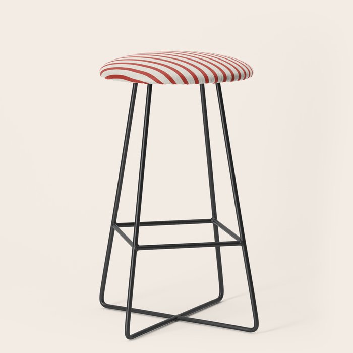 Red And Cream Striped Stool Gallery Image 1